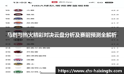 马刺与热火精彩对决云盘分析及赛前预测全解析